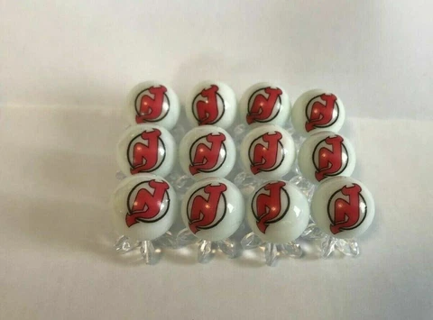 New Jersey Devils NHL hockey 5/8" size GLASS MARBLES COLLECTION with stands Cover
