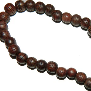 10mm Round Hand Carved Wood Beads 15" Strand 3mm Hole - Picture 1 of 1