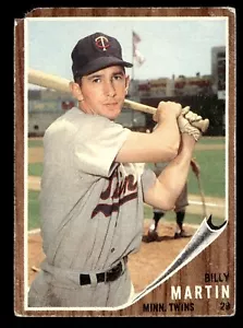 1962 Topps BILLY MARTIN #208 PR Minnesota Twins - Foto 1 di 2
