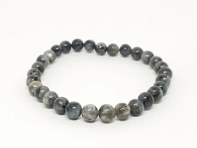 Black Labradorite Round Bead Bracelet Crystal Powerful Grounding Natural 7.5" - Image 1 of 4