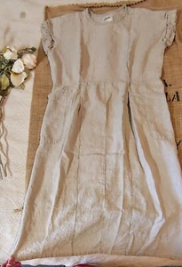 Vintage FLAX Engelhart 100% Linen Dress Cottagecore Lagenlook Prairie Boho S  - Picture 1 of 11
