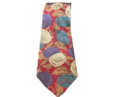 EMANUEL UNGARO ШЕЛКОВЫЙ ГАЛСТУК SETA CRAVATTA ЦВЕТЫ ГАЛСТУК 56 x 3,5» Италия винтажный - Изображение 1 из 4