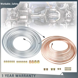 25 Ft Roll 1/4" 3/16" Brake Line Kit with all Fittings Zinc Steel Copper Nickel - Picture 1 of 14