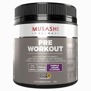 MUSASHI PRE WORKOUT PURPLE GRAPE 225G - Picture 1 of 2