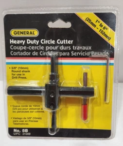 Heavy Duty Circle Cutter No. 5B General Tools UPC 21009 Adjustable 1" to 6" New - Picture 1 of 7