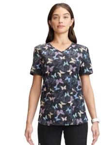 Scrubstar Women’s Butterfly V-Neck Print Scrub Top Size S NWT - Picture 1 of 6