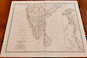 1861 Hand Coloured Map Blackwood Johnston Southern India Further Burma Malaysia - Picture 1 of 1