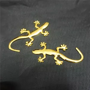 2PCS Golden Gecko Chrome Metal Decal Emblem Badge Sticker 3D Luxury Turbo Engine - Picture 1 of 7