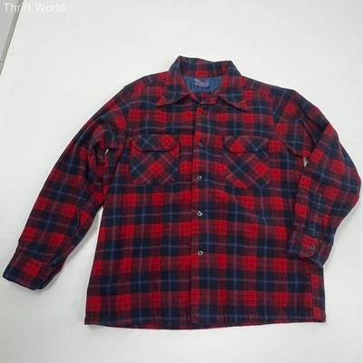 Vintage 70s Pendleton Board Shirt USA Made 100% Virgin Wool Flannel Sz L - Image 1 of 4