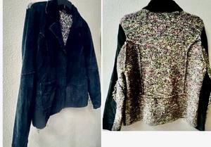 ANTHROPOLOGIE “ONE GIRL WHO….” MIXED MEDIA BLAZER FIT SWEATER/JACKET SIZE L - Picture 1 of 8