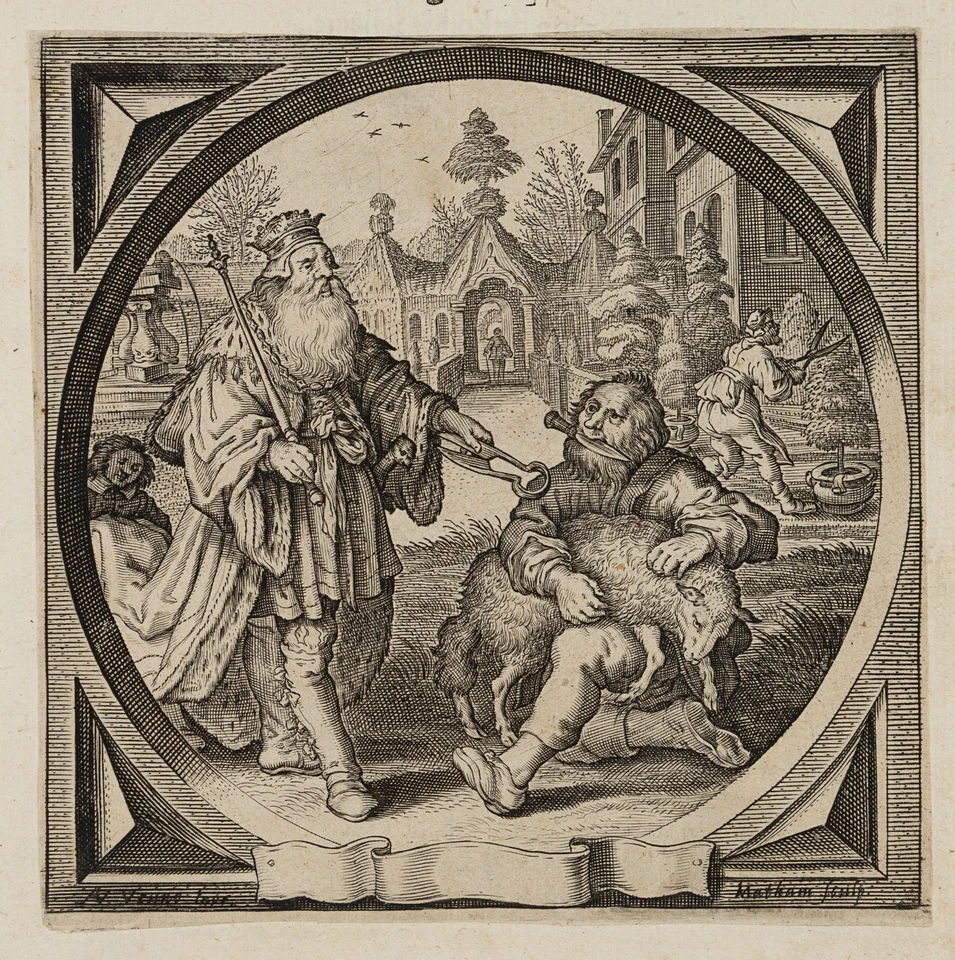 MATHAM (*1605) nach VAN DE VENNE (*1589), König und Hirte,  1632, KSt. Barock - Bild 1 von 4