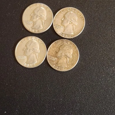 Lot of 4 - 1964 Washington Silver Quarters - Philadelphia Mint - 90% Silver -  - Image 1 of 2