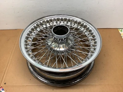 71-74 Jaguar XKE wire 72 Spoke wheel 15" Chrome series 3   Oem 5x15 XU472 used - Image 1 of 4