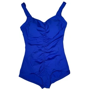 Maxine of Hollywood Swimsuit 16 One Piece Shirred Slimming Periwinkle Blue - Picture 1 of 9