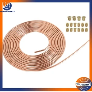 Steel Copper Brake Line Tubing Kit 1 Set 1/4 OD 25 Ft Coil With Fittings - Picture 1 of 10