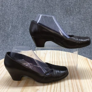 Clarks Heels Womens 9 M Sugar Sky Pump Brown Leather Casual Comfort Block 84977 - Picture 1 of 19
