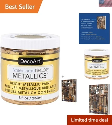 Gilding Made Easy: 8oz Americana Decor 24K Gold Metallic Paint for All Surfaces