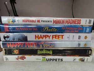 DVD Lot of 5 Children’s Movies: Paranorman Muppets Happy Feet 1-2 Minon Madness - Picture 1 of 10