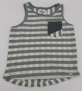 Camiseta sin mangas Sovereign Code 2t para niños pequeños rayas grises/verdes, bolsillo en el pecho de jean - Imagen 1 de 8
