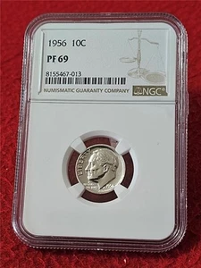 1956 PROOF ROOSEVELT SILVER DIME NGC PF 69 #MF-T2403 - Picture 1 of 2