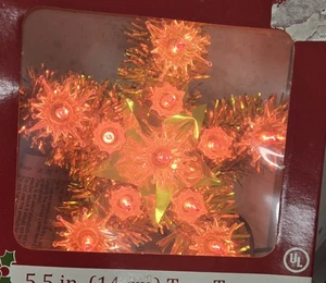 Vintage Weihnachten 5 1/2" Leuchtstern Gold Lametta Baumspitze Mini Folie Innen - Bild 1 von 3