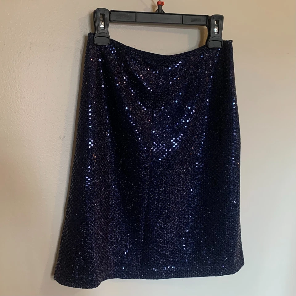 Falda Armani Jeans Lentejuelas EE. UU. 8 Vintage Años 80 90 Mediano Tiro Brillo Diseñador Y2K Glam Foto 1 de 4