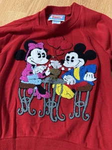 Vintage 80’s Sunday Comics Mickey & Minnie Mouse Sweater Kid’s Sz M (5) - Picture 1 of 9