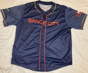 Houston Astros Jose Altuve Space City SGA Button Down Jersey Mens XL Blue Orange - Picture 1 of 7
