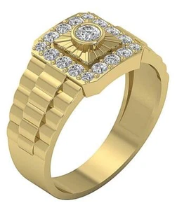 I1 G 0.90 Carat Men's Solitaire Engagement Ring Round Cut Diamond 14K Solid Gold - Picture 1 of 12