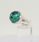 Gorgeous Sparkling Real Turquoise Stone Ring 925 Solid Silver Size M1/2~N #21426
