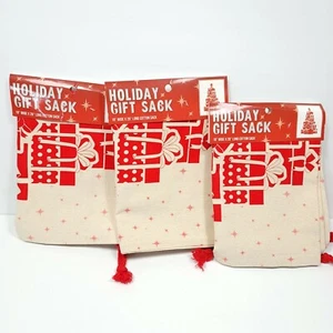 Christmas Tree Holiday Gift Sack Large 18" x 26"Canvas Bag GameStop Lot Of 3 NEW - Picture 1 of 6