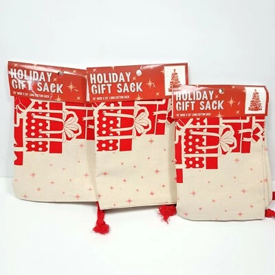 Árbol de Navidad Bolsa de Regalo de Vacaciones Grande 18" x 26" Bolsa de Lona GameStop Lote de 3 NUEVO Foto 1 de 4