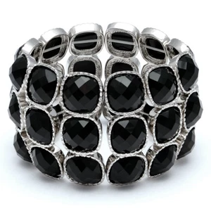 Eleganter schwarzer österreichischer Kristall Stretch Armreif Armband schneller Versand aus USA - Bild 1 von 3