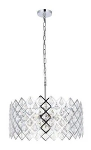 Chrome Modern Crystal Chandelier Dining Room Kitchen Island Light Fixture 21 in - Picture 1 of 8