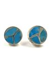 Zuni Native Turquoise Inlay Sterling Silver Handmade Earrings By Carmicheal Wale