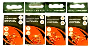 4 PACKS South Bend Salmon Egg Hook Size 8 Gold 10 Count Package #J-87-8 - Picture 1 of 11