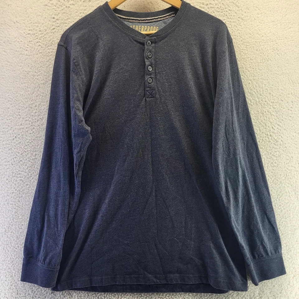 Camiseta Henley vintage resistente a la intemperie camiseta para hombre XL azul liso manga larga pulóver Foto 1 de 4