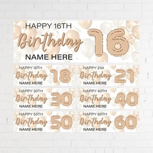 Personalised Birthday Banners Happy Birthday Party Decoration 16th 18th 50th - Picture 1 of 20