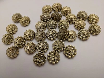Estilo tibetano, cuentas de aleación de flores, oro antiguo, 12x4 mm, agujero 2 mm, cantidad 20 Foto 1 de 4
