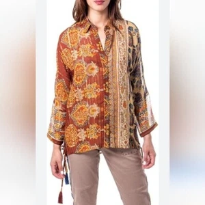 Top Desigual para mujer grande boho marroquí cachemir borlas transparentes abotonadas - Imagen 1 de 16