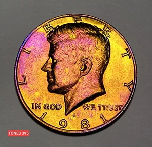 1981-P UNC STUNNING MONSTER TONED KENNEDY HALF DOLLAR TONES395 - Picture 1 of 2