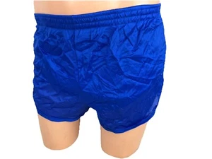 Vintage Nylon Running Shorts Medium Blue Deadstock Gym Lined 80s Cobblestones - Picture 1 of 9
