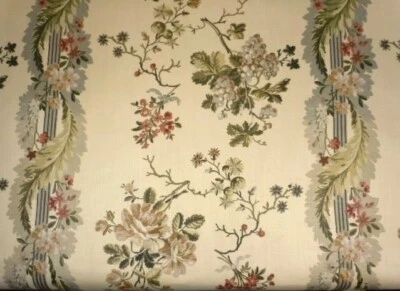 3.5 Yards Vintage Ralph Lauren Espalier Floral Linen Wallcovering In Parchment - Image 1 of 4