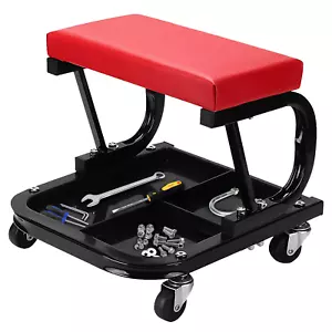 Trolley Seat Mechanics Padded Creeper Car Garage Work Stool Swivel Wheels Chair - Picture 1 of 5