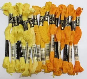 Lot of 20 Skeins DMC 6-Strand 100% Cotton Embroidery Floss YELLOW ORANGE - Picture 1 of 2