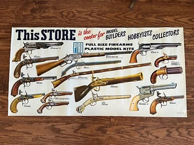 Vintage Pyro Firearms Model Kits Hobby Shop Advertising Poster Dealer 35” X 18” - Image 1 of 4