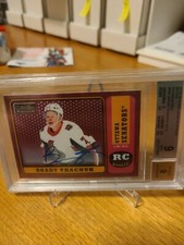 2018-19 O-Pee-Chee Platinum Retro Rainbow Red #R90 Graded 9 Brady Tkachuk Auto