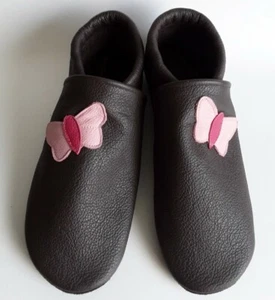 T. 33, zapatillas para niños, mariposa en marrón, zapatos de cuero  - Imagen 1 de 2