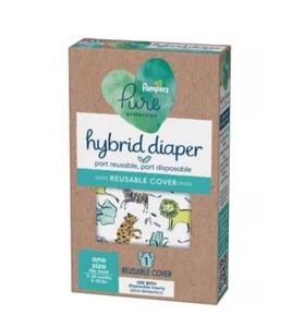 Pampers Pure Protect Hybrid Diaper Reusable Cloth Cover 0-30 Month Zoo Animals - Picture 1 of 3