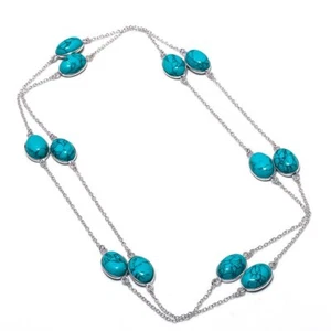 Santa Rosa Türkis Edelstein Halskette ovale Form handgefertigte Kette Schmuck... - Bild 1 von 9